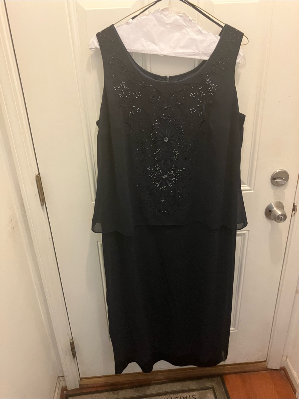 Studio I Black Beaded Layered Maxi Dress